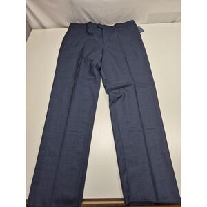 Leonardo Valenti Dress Pants Mens 46x36 Blue Wool Plaid Pleated Classic NWT